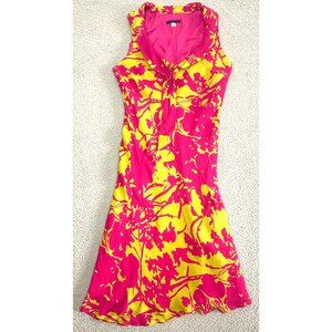 Y2K RUBY WELLES Silk Slip Dress Pink Yellow Lined Sailor Neckline